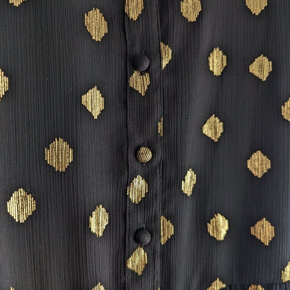 H&M Gold Dot Puff Sleeve A-Line Chiffon Dress - Picture 11 of 12